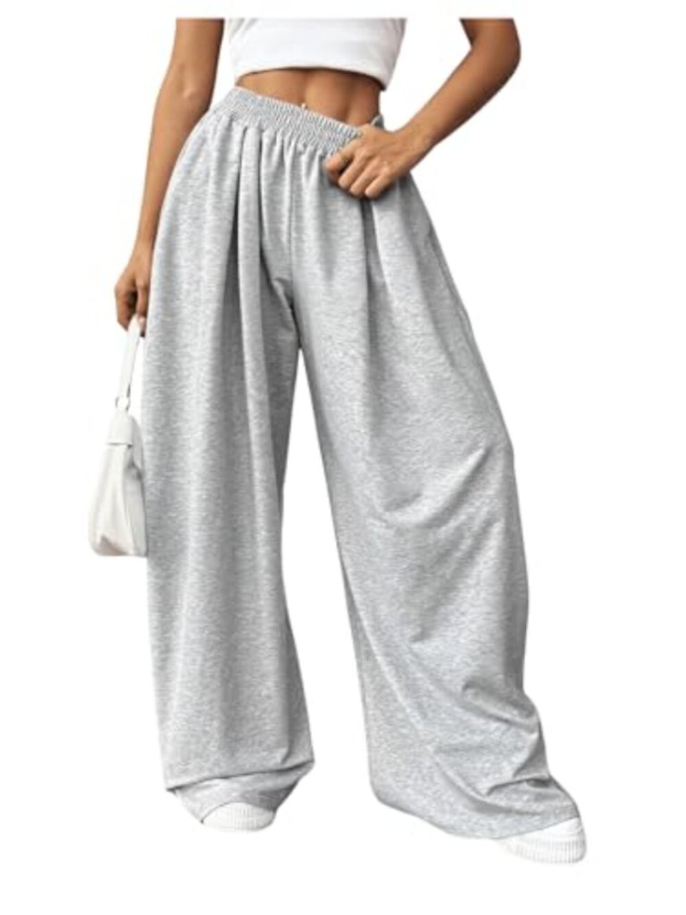 Polyester Baggy Wide Leg High Waist Elastic Oversized Sweatpants Joggers
